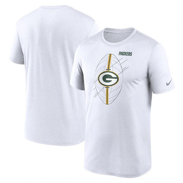 Men's Green Bay Packers White Legend Icon Performance T-Shirt - Click Image to Close